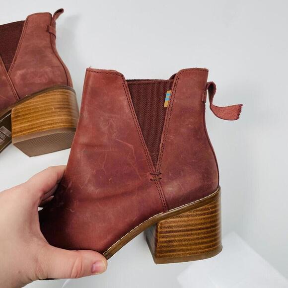 TOMS Women's Burnt Henna Leather Esme Bootie Size: 7.5 - Picture 6 of 9